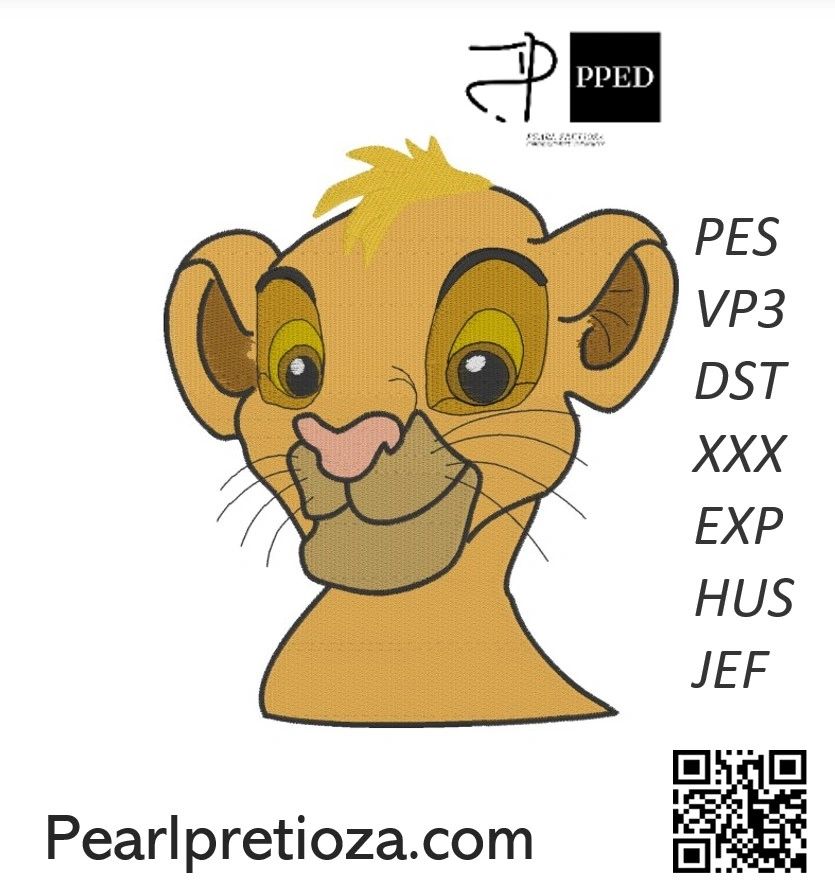 Simba head face, Lion king Disneyinspired fill stitch embroidery